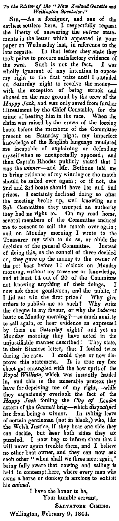 Papers Past: Original Correspondence, New Zealand Gazette and Wellington Spectator, Volume IV, Issue 325, 17 February 1844, page 2