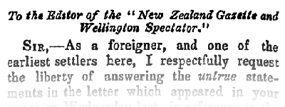 Papers Past: Original Correspondence, New Zealand Gazette and Wellington Spectator, Volume IV, Issue 325, 17 February 1844, page 2