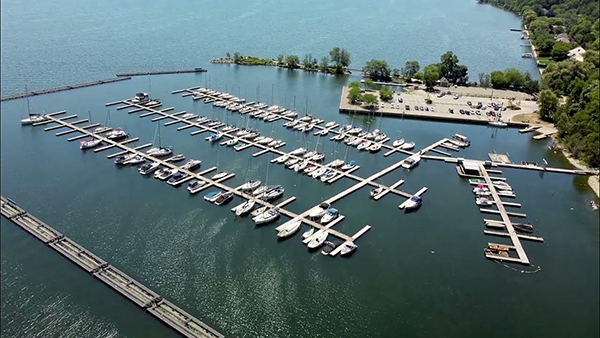 LaSalle Park Marina, post installation of buoyant breakwater