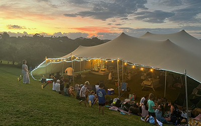 Mahu West Summer Fest marquee, evening, Mike Neil, 20240217