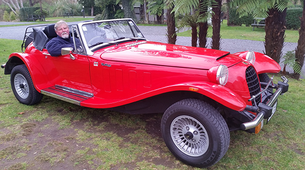 Michael Thorne at wheel of his Panther Kalista